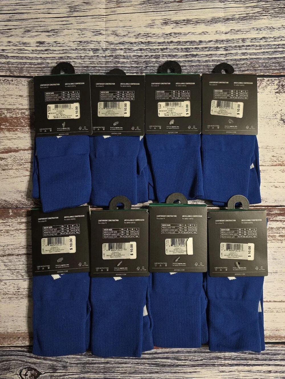 Set Of 8 Pairs Adidas YOUTH XS Soccer/Futbol Socks